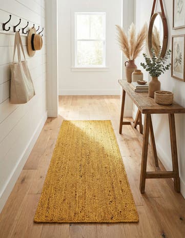 2' 6 x 6' 1 Handmade Braided Jute Runner Rug