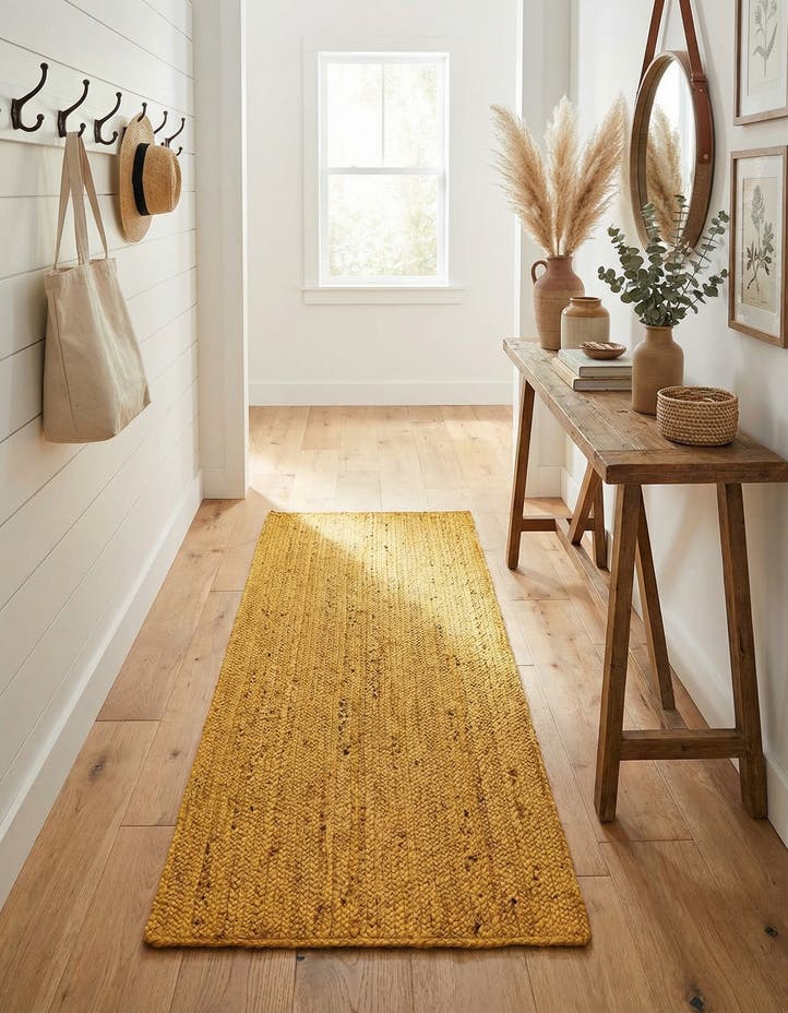 2' 6 x 6' 1 Handmade Braided Jute Runner Rug