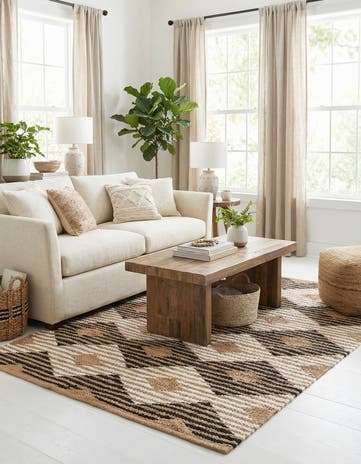 5' 1 x 8' Hand Woven Chindi Jute Rug