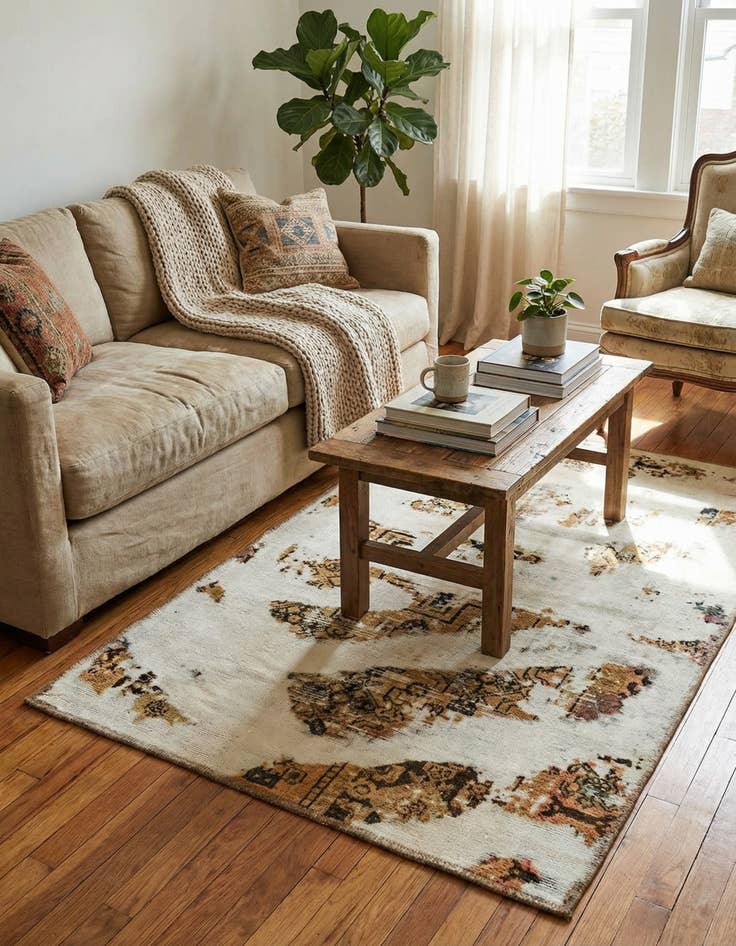 Detail image of 3' 4 x 5' 4  Hand Knotted Ultra Vintage Persian Wool Rug