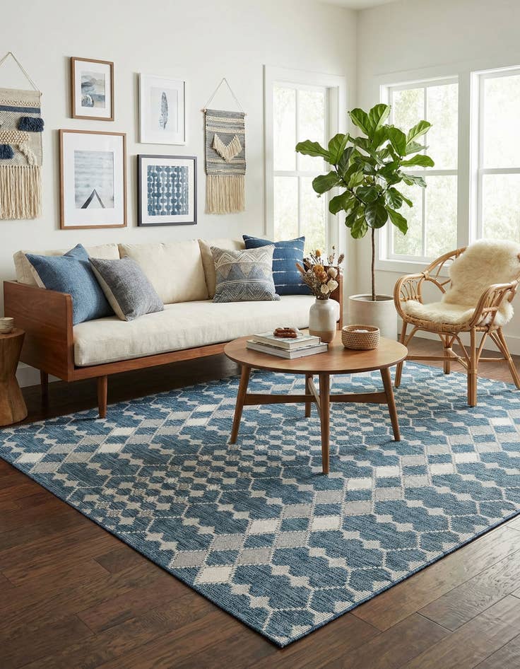 Detail image of 10' x 10'  Washable Trellis Indoor / Outdoor Square Rug