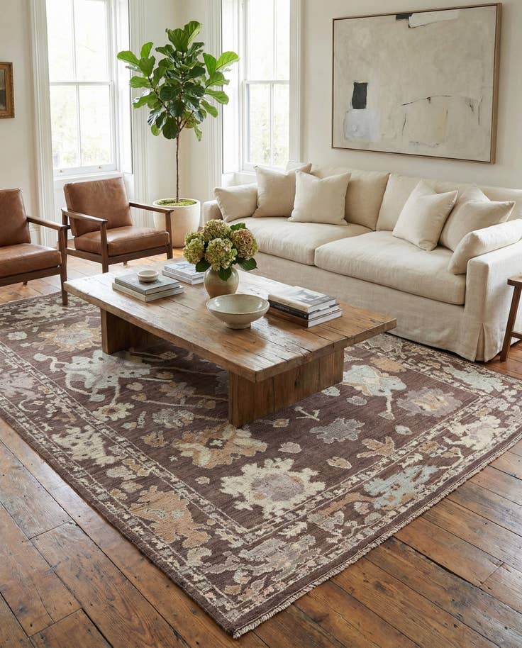 Detail image of 9' 2 x 13' Hand Knotted Oushak Wool Rug