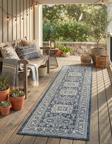 2' 7 x 12' Easy-Clean Aztec Indoor / Outdoor Runner Rug