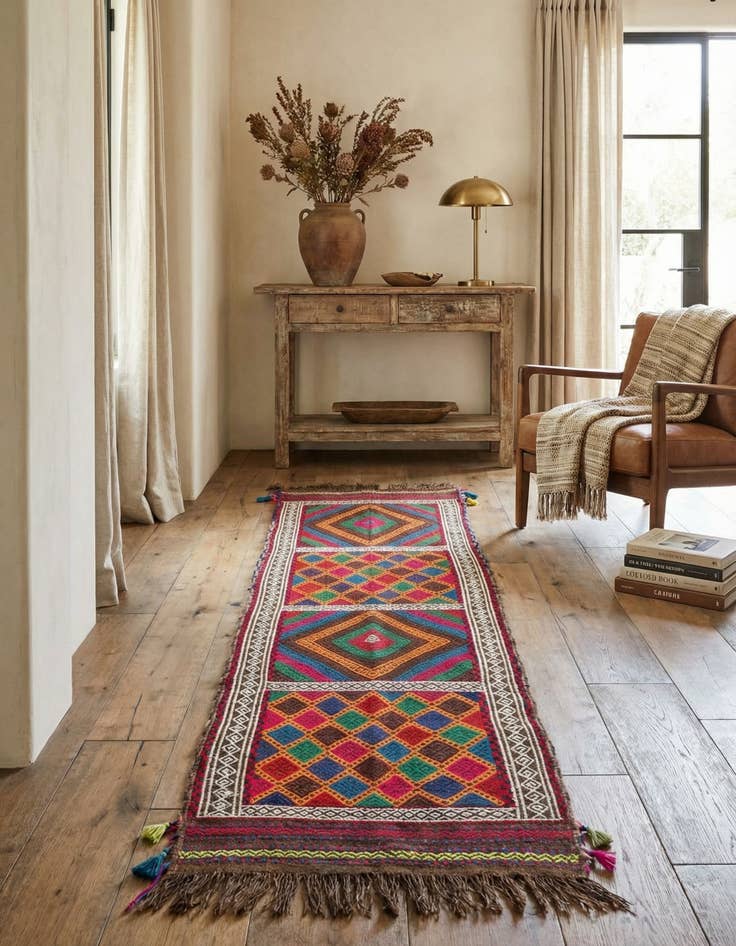 Detail image of 2' 1 x 7' 9  Hand Knotted Kilim Fars Persian Wool Runner Rug