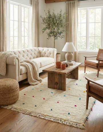 4' 9 x 8' 2 Hand Knotted Moroccan Wool Rug