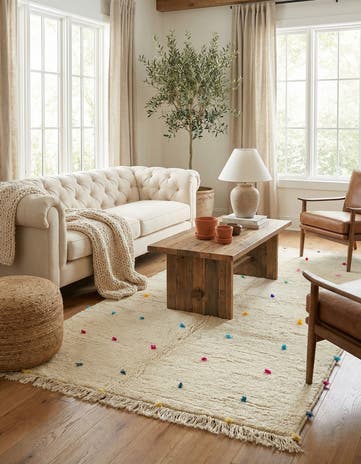 4' 9 x 8' 2 Hand Knotted Moroccan Wool Rug