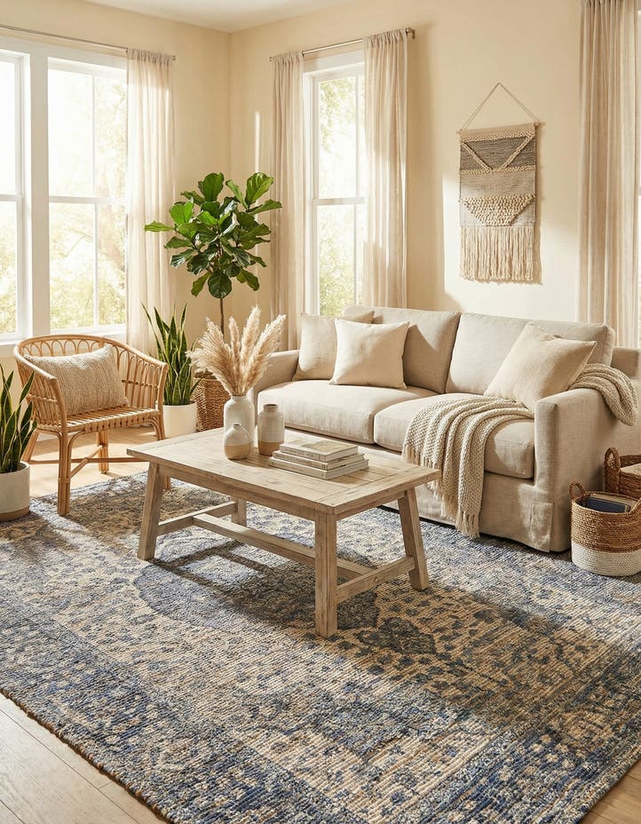 6' 1 x 9' Hand Woven Chenille Jute Rug