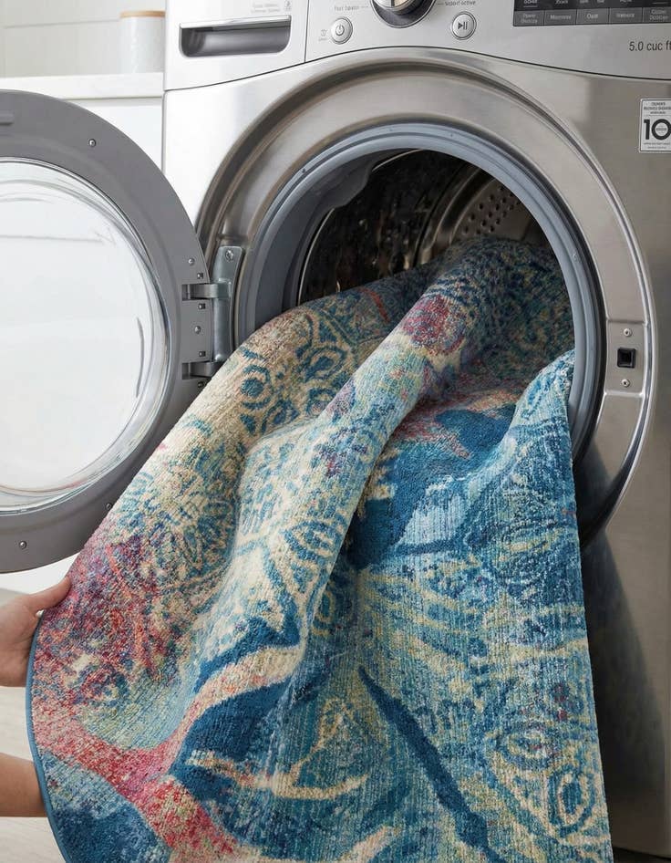 Detail image of 6' x 6'  Washable Coastal Indoor / Outdoor Round Rug