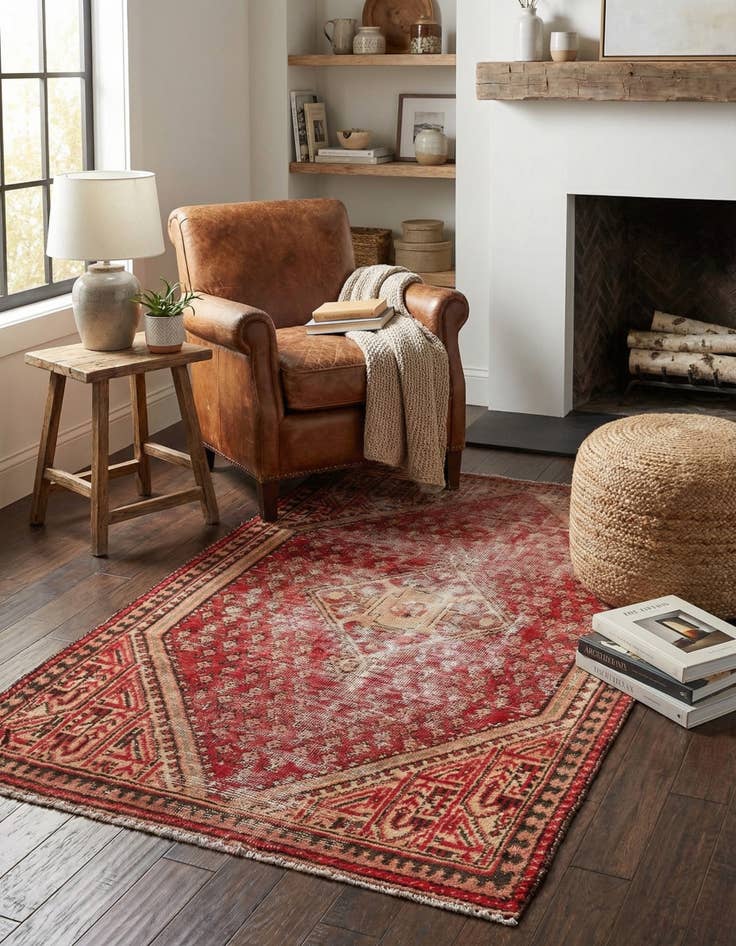 Detail image of 3' 3 x 5' 4  Hand Knotted Ultra Vintage Persian Wool Rug