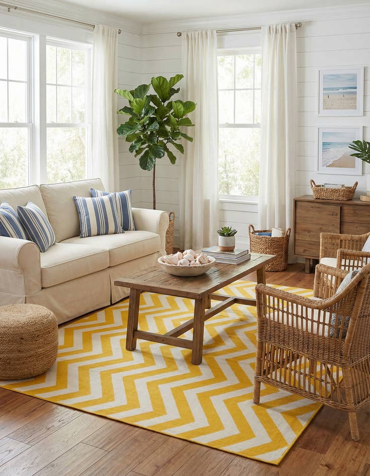 Detail image of 7' 10 x 7' 10  Washable Coastal Indoor / Outdoor Square Rug