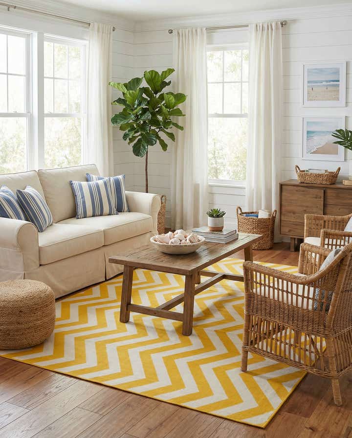 7' 10 x 7' 10 Easy-Clean Coastal Indoor / Outdoor Square Rug