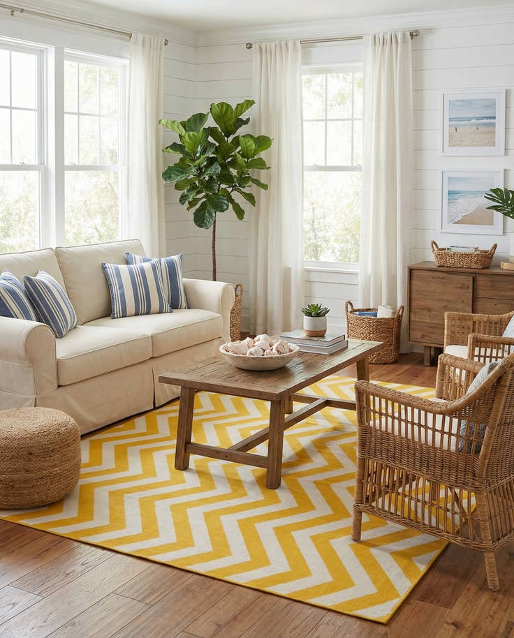 Detail image of 7' 10 x 7' 10 Easy-Clean Coastal Indoor / Outdoor Square Rug