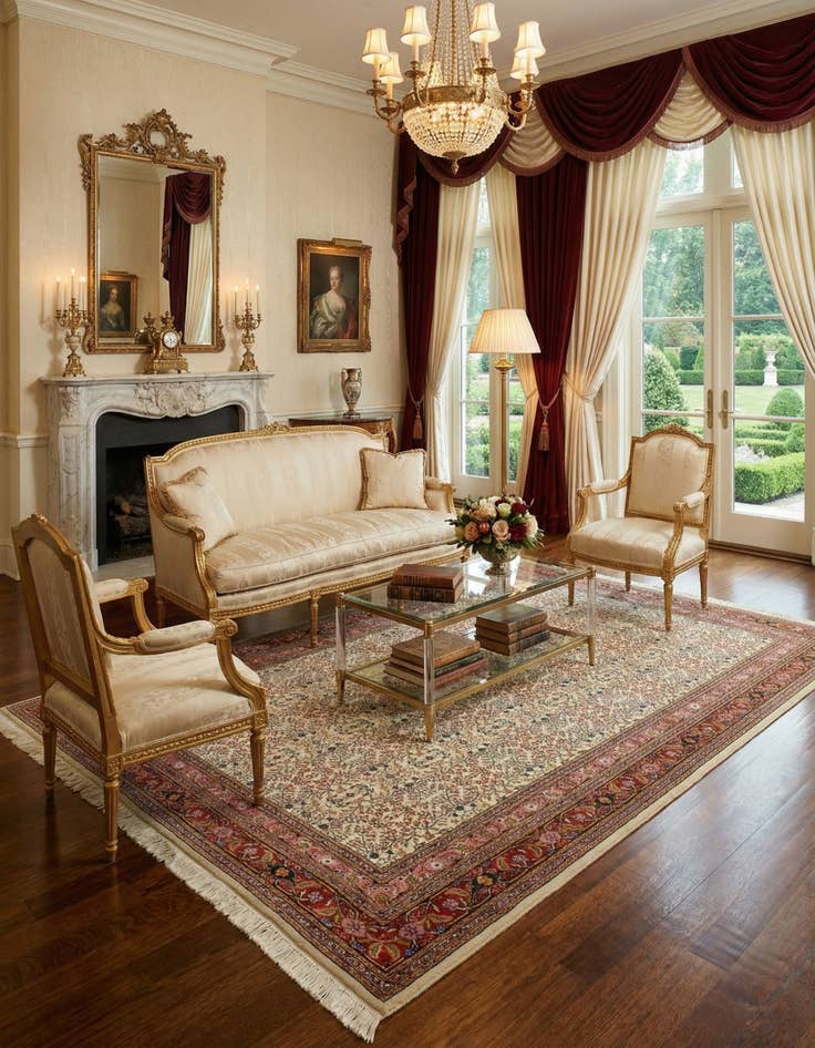 Detail image of 6' 8 x 10'  Hand Knotted Hereke Wool Rug