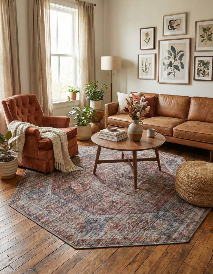 Detail image of 7' 10 x 7' 10  Washable Nostalgia Octagon Rug