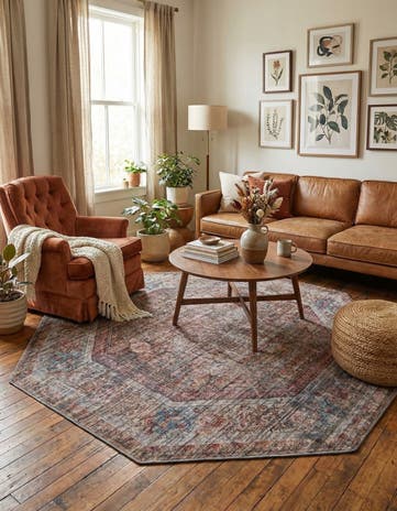 7' 10 x 7' 10 Washable Nostalgia Octagon Rug
