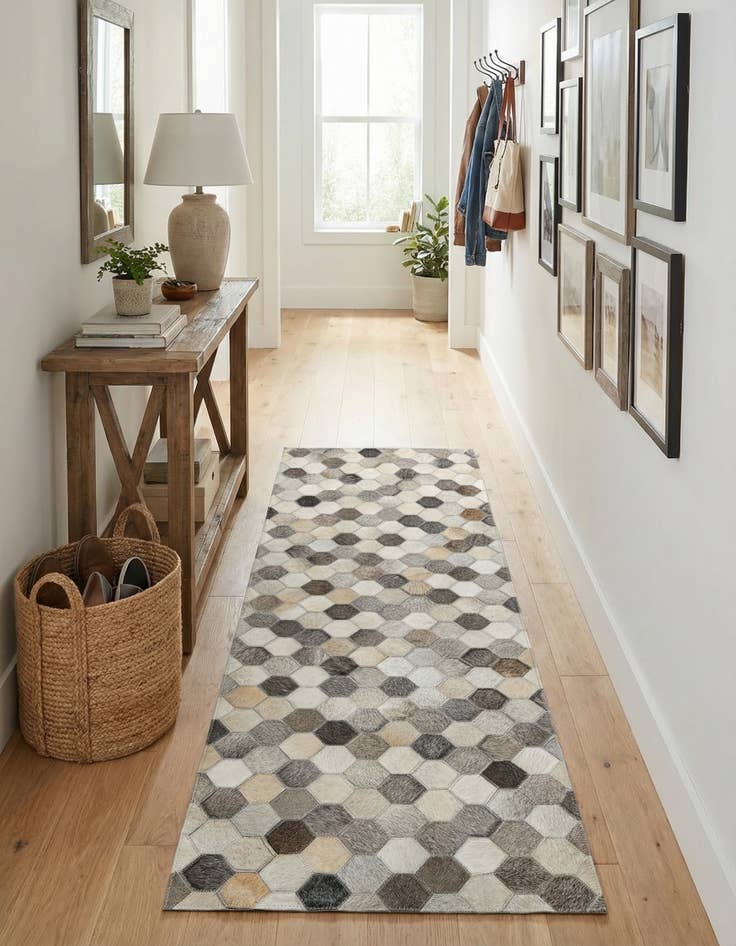 Detail image of 2' 2 x 6' 1 Cowhide Leather Runner Rug