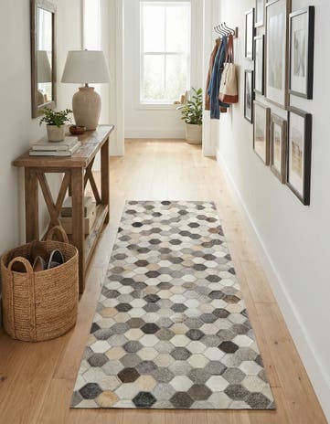 2' 2 x 6' 1 Cowhide Leather Runner Rug