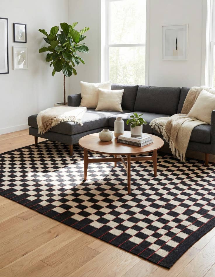 Detail image of 5' 9 x 7' 8  Hand Woven Kilim Modern Wool Rug