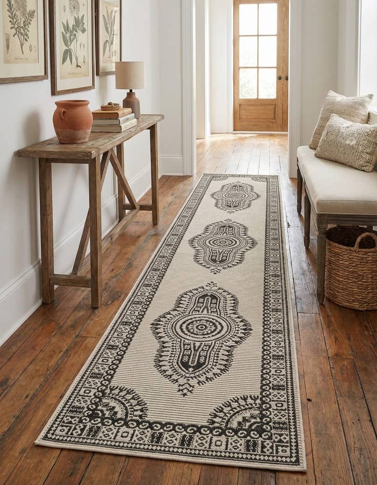 Detail image of 2' 7 x 12'  Washable Traditional Indoor / Outdoor Runner Rug