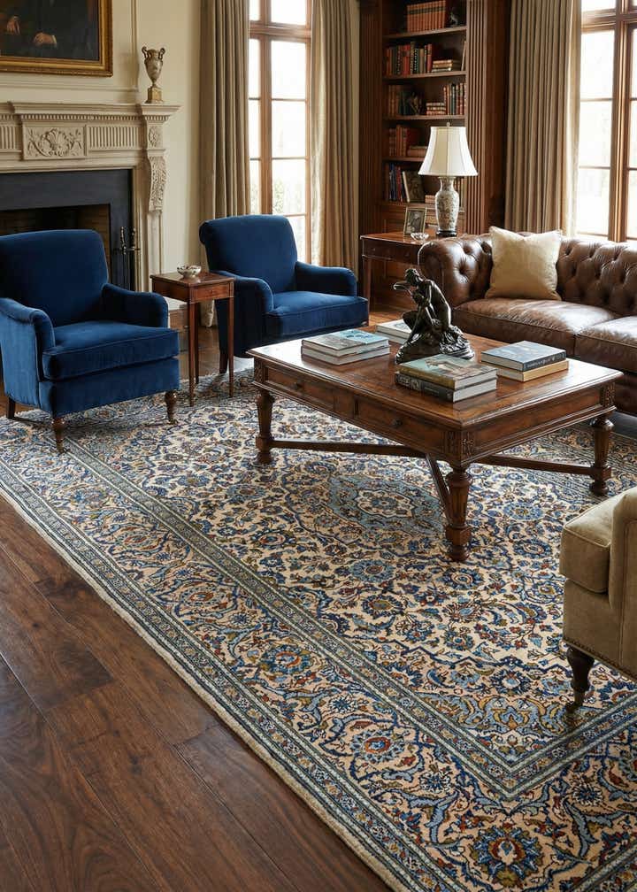 6' 7 x 10' 2 Kashan Wool Rug