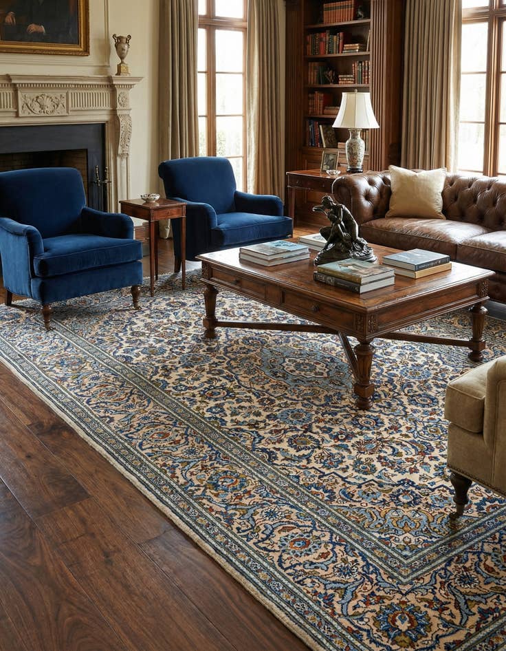 Detail image of 6' 7 x 10' 2 Kashan Wool Rug