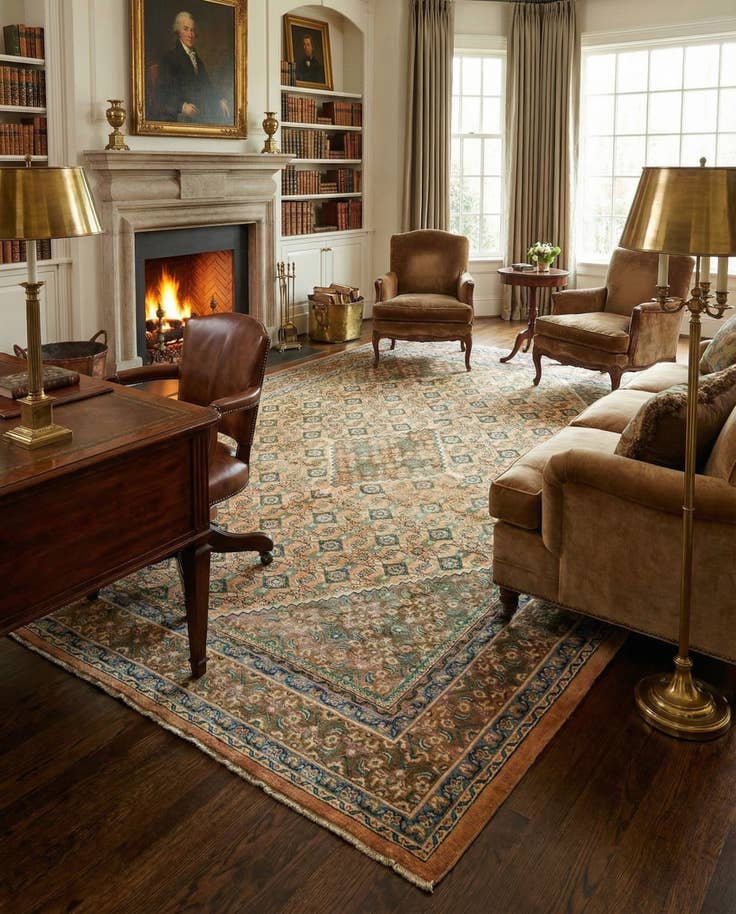 Detail image of 10' 2 x 12' 10 Hand Knotted Farahan Persian Wool Rug