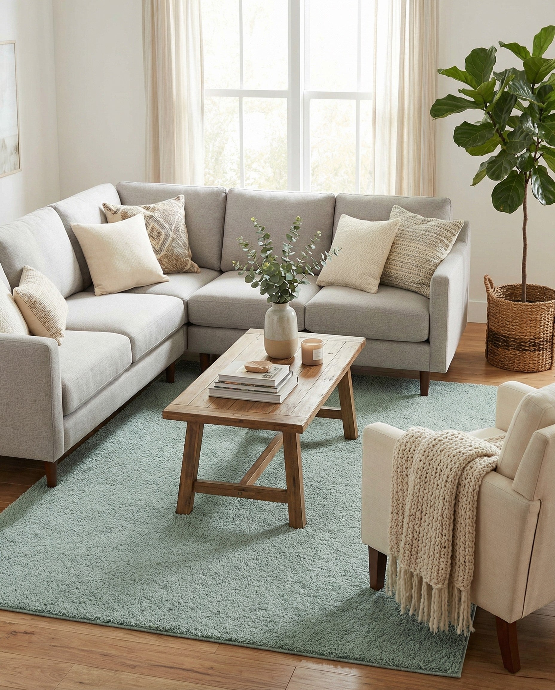  5' 3 x 8' Soft Solid Shag Rug