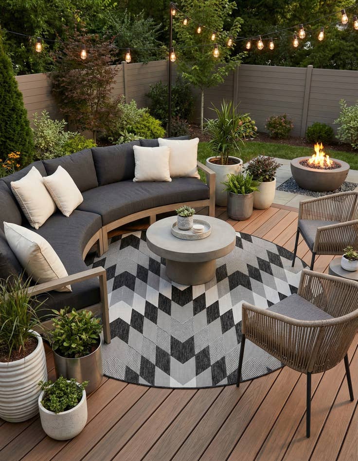 Detail image of 7' 10 x 7' 10  Washable Modern Indoor / Outdoor Round Rug