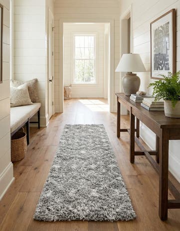 2' 7 x 12' Moroccan Trellis Shag Runner Rug