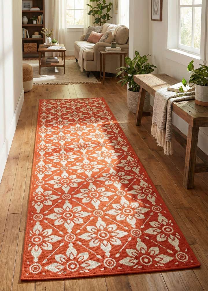 2' 7 x 12' Easy-Clean Trellis Indoor / Outdoor Runner Rug