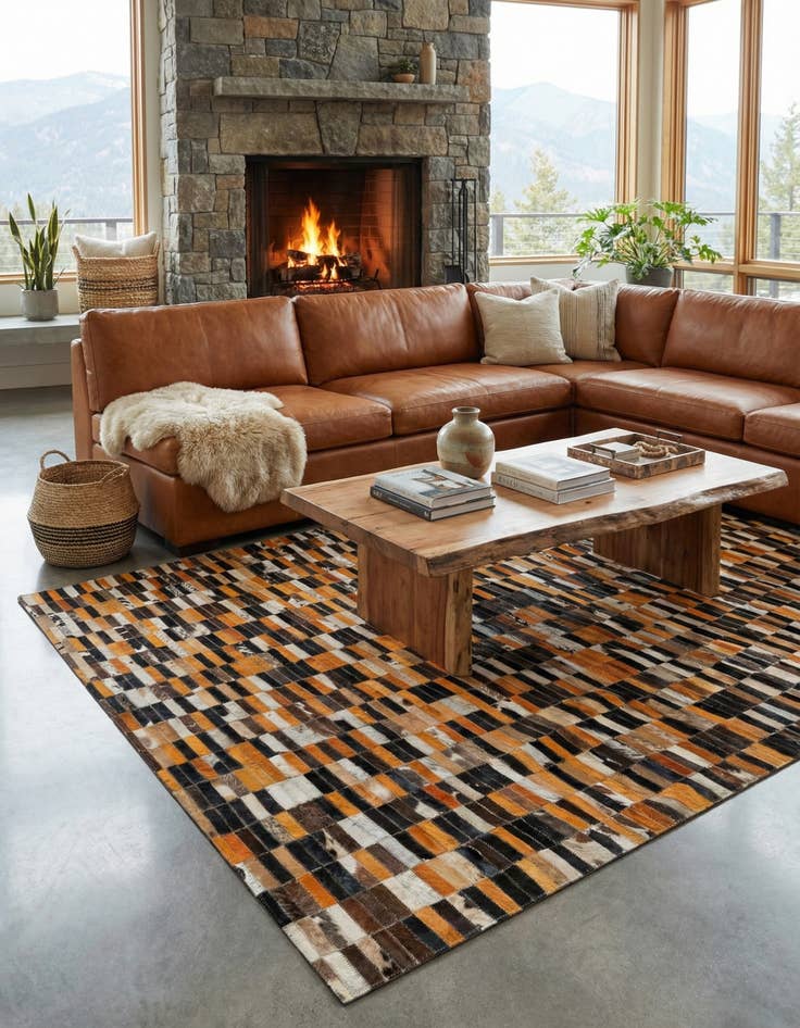 Detail image of 5' x 7' 9 Cowhide - Patchwork Rug