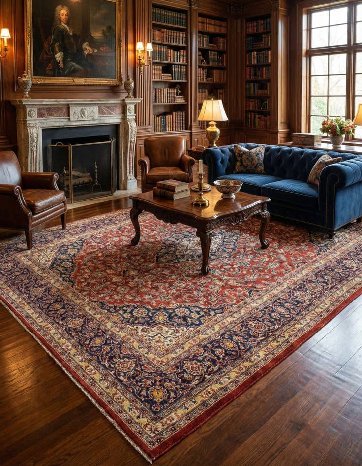 Detail image of 9' 8 x 12' 7  Hand Knotted Mashad Persian Wool Rug