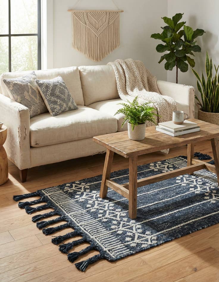 Detail image of 2' x 3' 1  Washable Eco Bohemian Indoor / Outdoor Rug