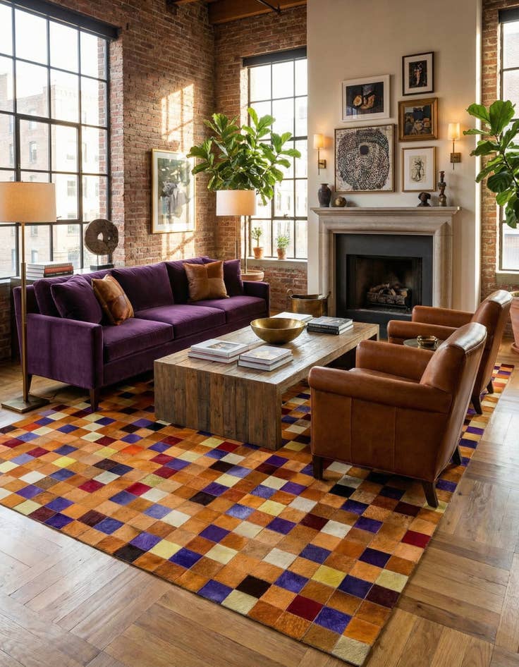 Detail image of 8' x 9' 11 Cowhide - Patchwork Rug