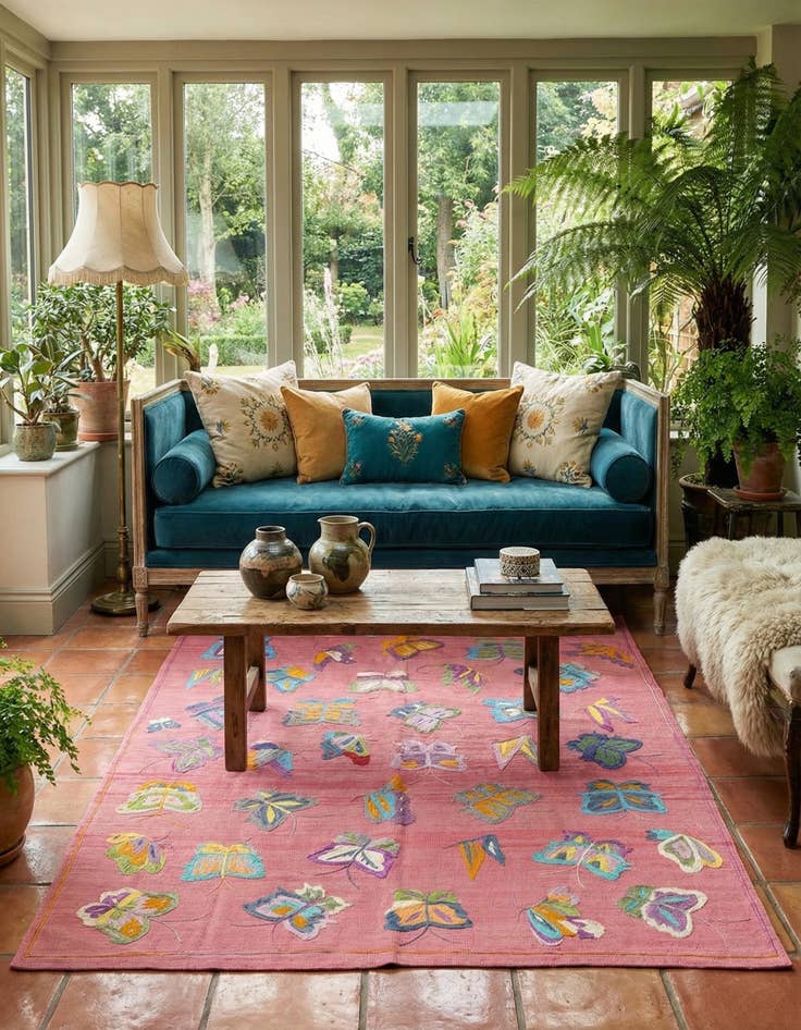 Detail image of  5' 6 x 7' 7  Hand Woven Kilim Suzani Wool Rug