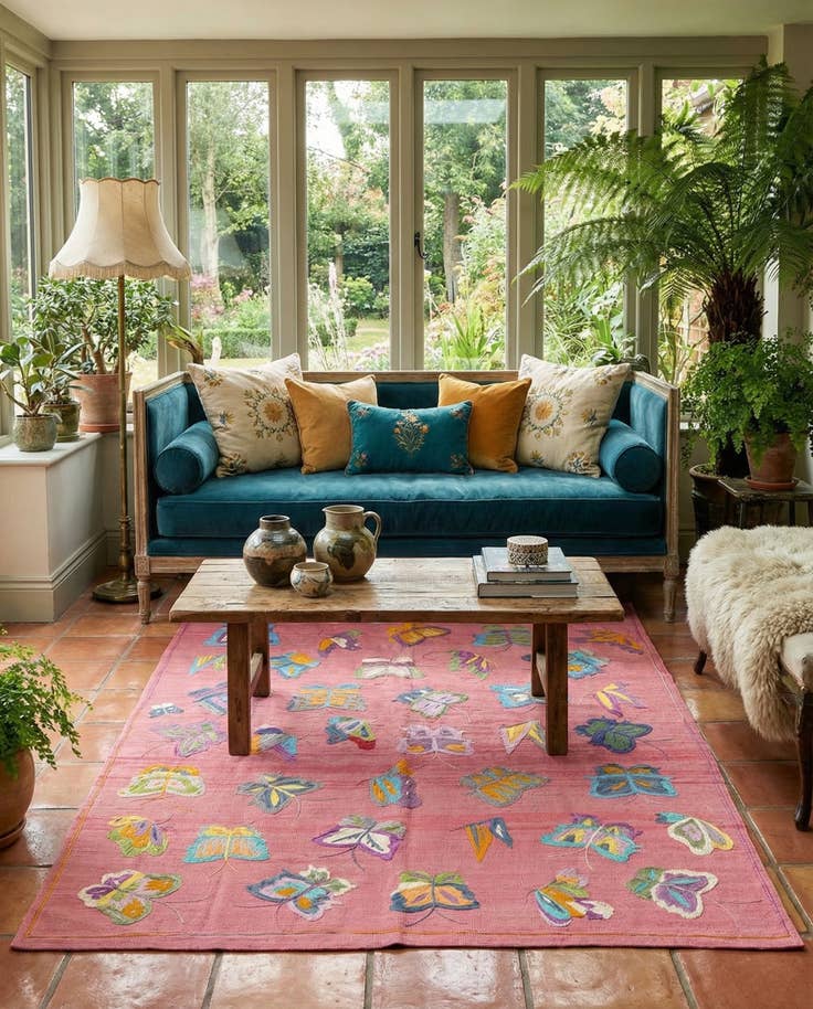 Detail image of 5' 6 x 7' 7 Hand Woven Kilim Suzani Wool Rug