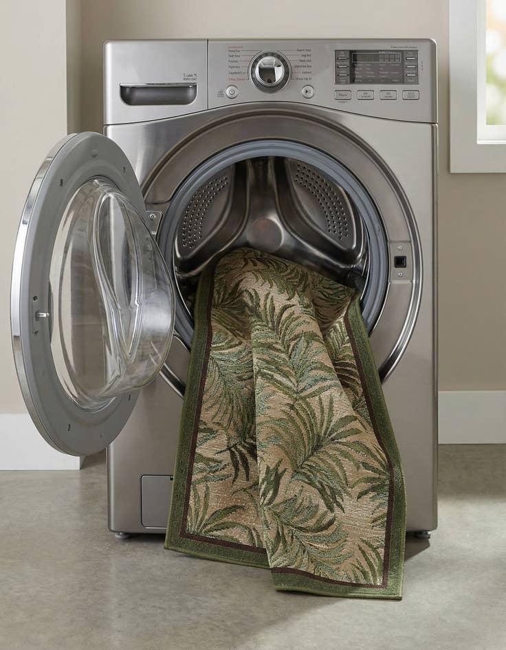 Detail image of 2' 7 x 5' 3  Washable Botanical Indoor / Outdoor Runner Rug