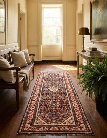 3' 7 x 10' 8 Hand Knotted Hamedan Persian Wool Runner Rug