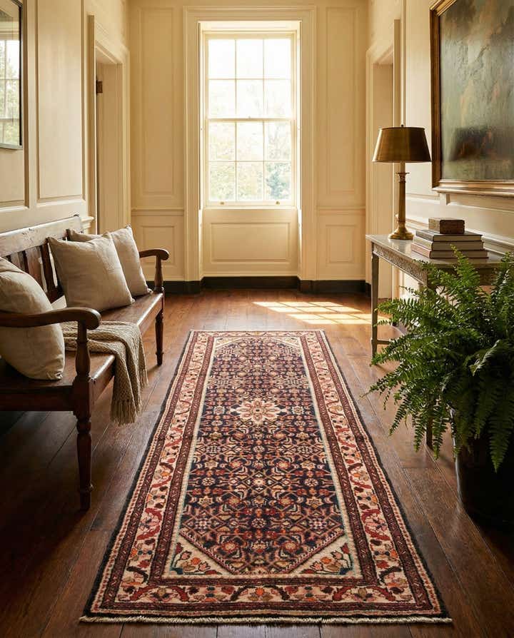 3' 7 x 10' 8 Hand Knotted Hamedan Persian Wool Runner Rug