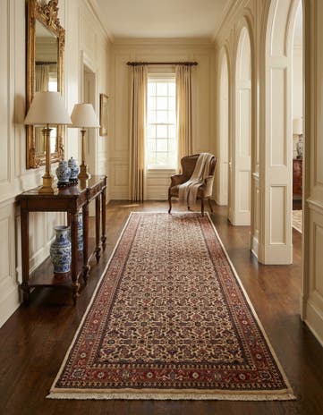 4' 10 x 9' 10 Hand Knotted Farahan Wool Runner Rug