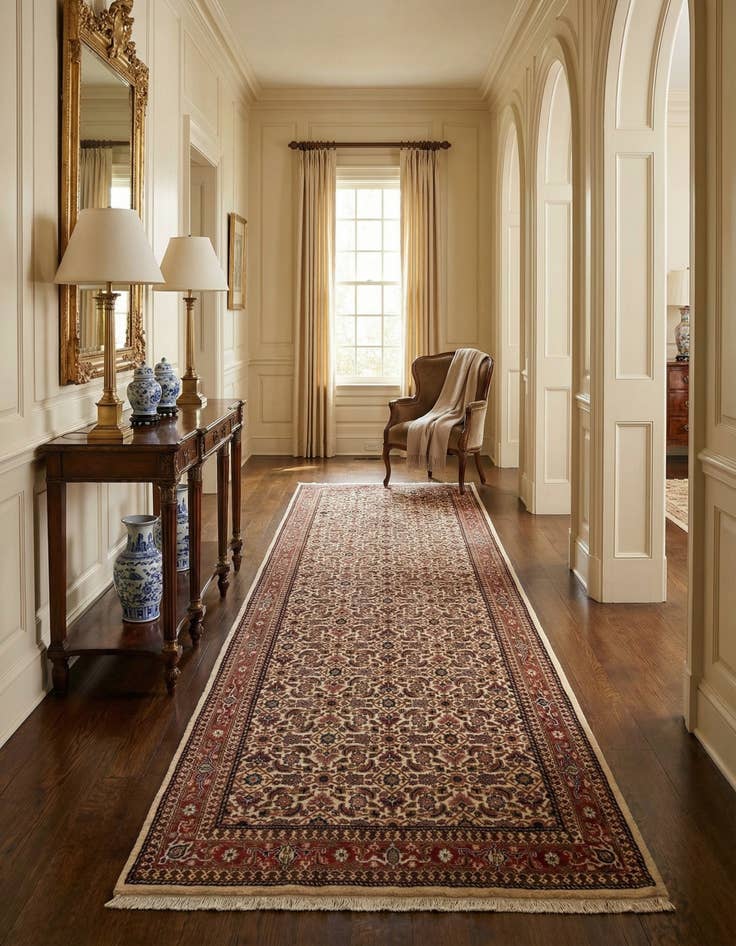 Detail image of 4' 10 x 9' 10 Hand Knotted Farahan Wool Runner Rug