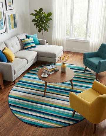 Teal Azalea Oval Rug