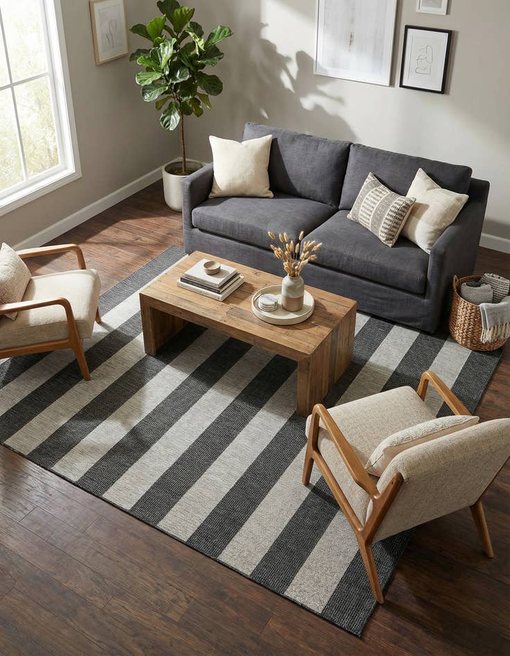 Detail image of 7' 10 x 10'  Washable Striped Indoor / Outdoor Rug