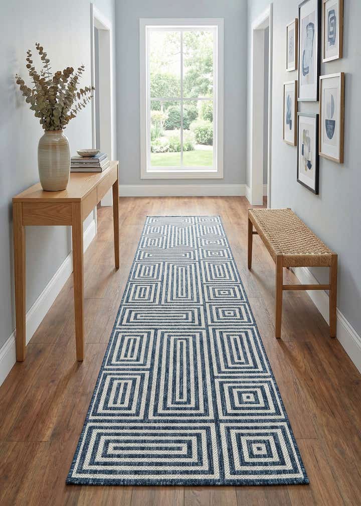2' 7 x 12' Easy-Clean Modern Indoor / Outdoor Runner Rug