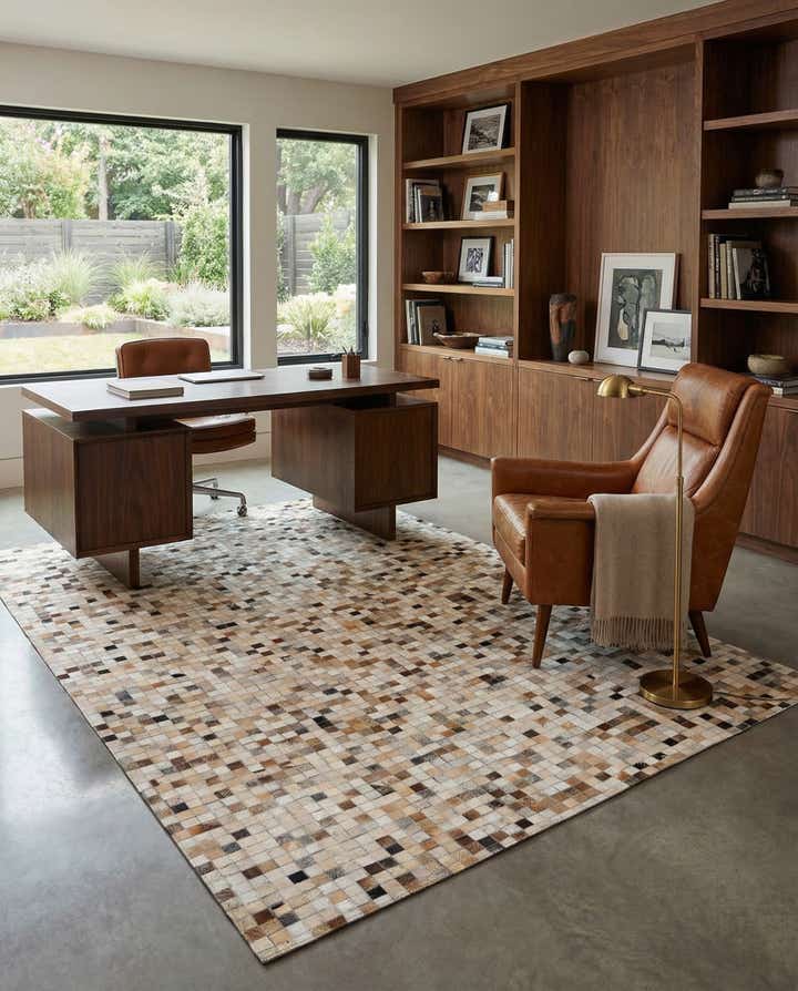 5' 2 x 8' 3 Cowhide Leather Rug