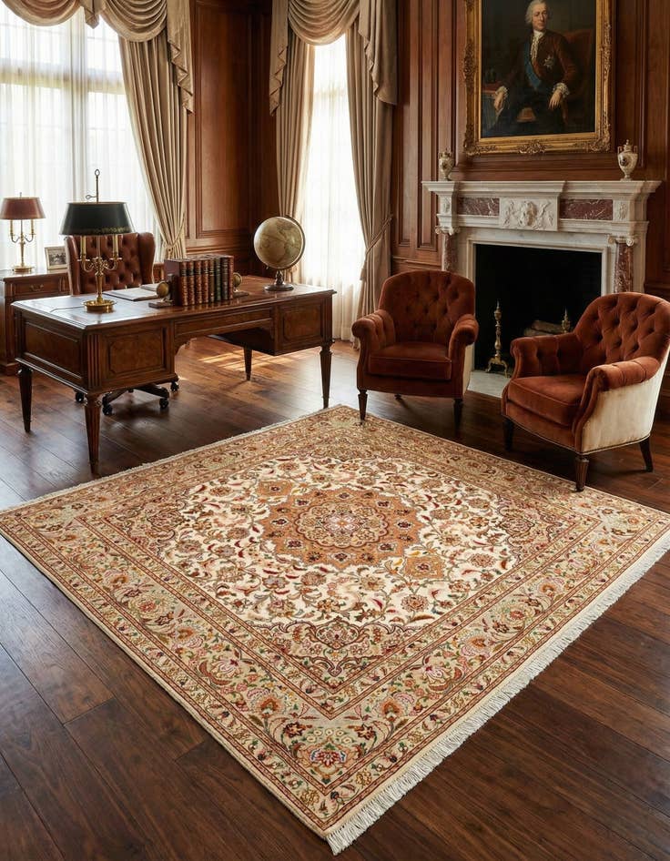 Detail image of 6' 6 x 6' 7 Tabriz Square Rug