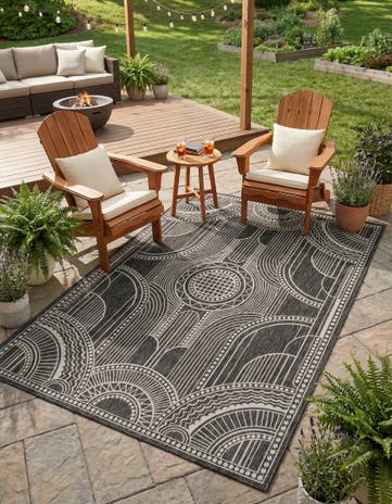 7' 1 x 10' Easy-Clean Traditional Indoor / Outdoor Rug