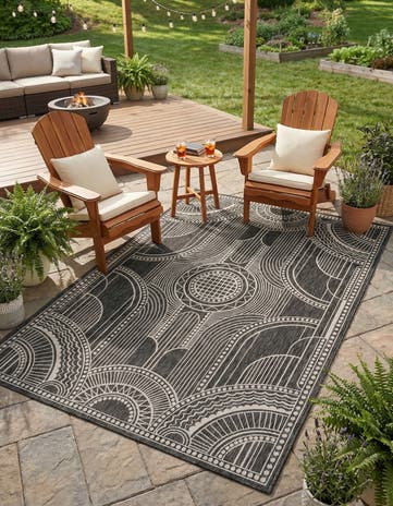7' 1 x 10' Easy-Clean Traditional Indoor / Outdoor Rug