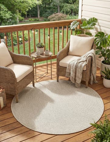 5' 3 x 5' 3 Easy-Clean Solid Indoor / Outdoor Round Rug