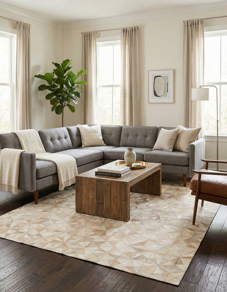 Detail image of 4' 8 x 6' 7 Cowhide Stocks Rug